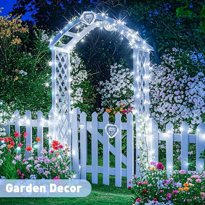 JMEXSUSS 2 Pack Solar String Lights Outdoor Waterproof, Each 33FT 100 LED Solar Fairy Lights Outdoor, 8 Modes White Christmas Light for Outside Garden Tree Patio Yard Wedding Christmas Decorations