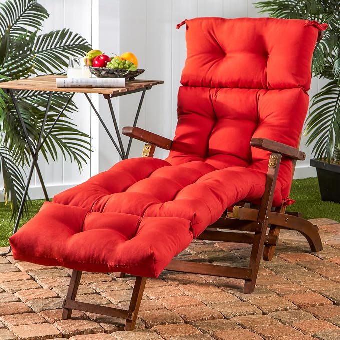 Greendale Home Fashions 72 x 22-inch Outdoor Chaise Lounge Cushion, Fire