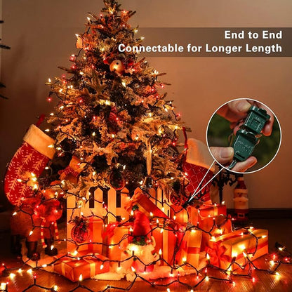 BrizLabs Red & White Christmas Lights, 300 Count 69.6ft Mini Outdoor Lights | Incandescent; Connectable; UL Certified; Waterproof Christmas Light String Plug-in Green Wire Indoor Ourside Xmas Tree Decor
