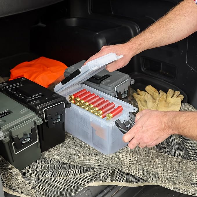Sheffield Ammo Box Made in USA, Stackable Lockable Ammo Storage Box, Frost | 4 Pack Lockable Storage Box, Water and Dust Resistant Dry Box, Secures Hunting Gear, Gun Accessories, Supplies, and Bullets