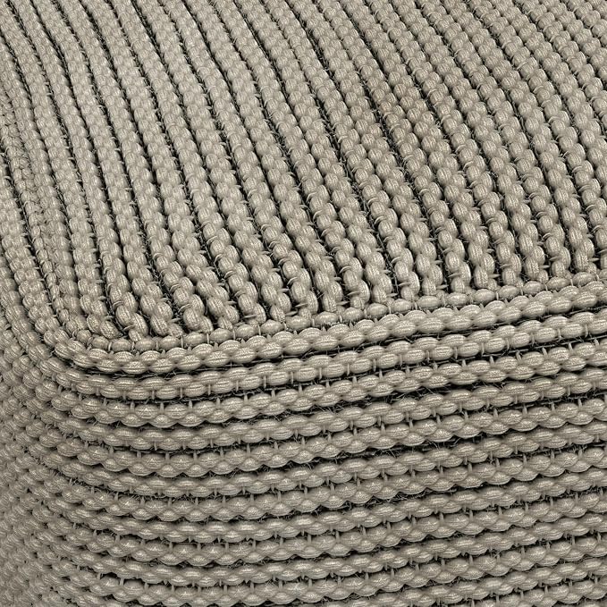 SIMPLIHOME Eastmont 18" Wide Square Pouf in Beige PET Polyester | Versatile boho indoor/outdoor footstool, extra seating for living room or bedroom or patio with assembled design, assembled.