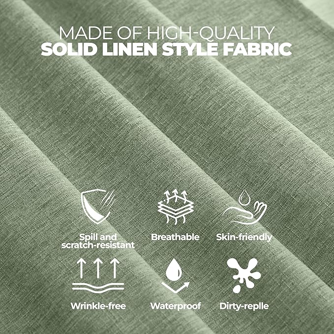 Decorelia Faux Linen Square Tablecloth for Dining Room,Waterproof Texture Decorative Farmhouse Rustic Card Table Cloth for Indoor Outdoor Party Holiday Picnics Patio,52x52 Inch (Square),Sage Green