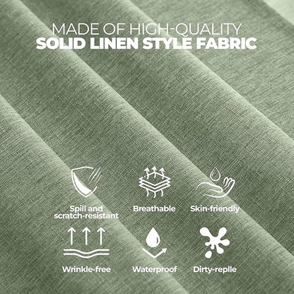 Decorelia Faux Linen Square Tablecloth for Dining Room,Waterproof Texture Decorative Farmhouse Rustic Card Table Cloth for Indoor Outdoor Party Holiday Picnics Patio,52x52 Inch (Square),Sage Green