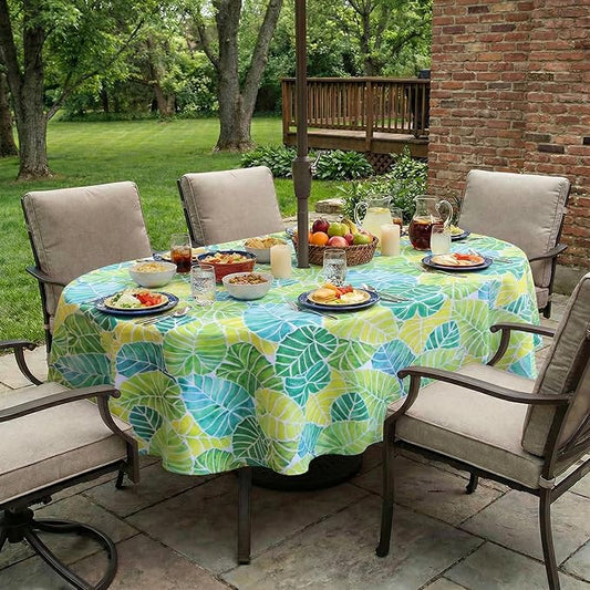 EHouseHome Outdoor Indoor Tablecloth with Umbrella Hole for Oval Table,Waterproof Patio Table Cloths, Spring/Summer Table Covers with Zipper for Backyard Circular Table/BBQs/Picnic,60 x 84 inches
