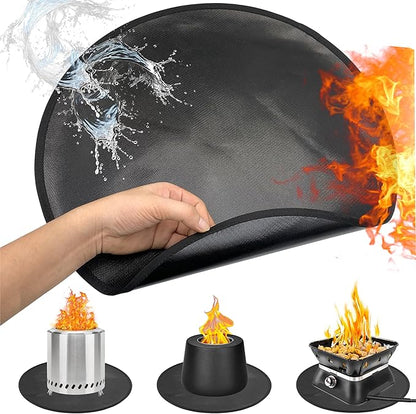 Fire Pit Mat for Solo Stove Fireproof Mat Under Grill Tabletop Deck Oilproof Waterproof Firepit Mats Heat Resistant Mat BBQ Pad Outdoor Indoor Accessories (Round 20")
