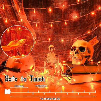 Orange Lights for Halloween Battery Operated with Timer Waterproof Total 100LED 33ft for Halloween Decorations 16.4Ft*2, 50LED*2 Outdoor Indoor for Halloween Decor