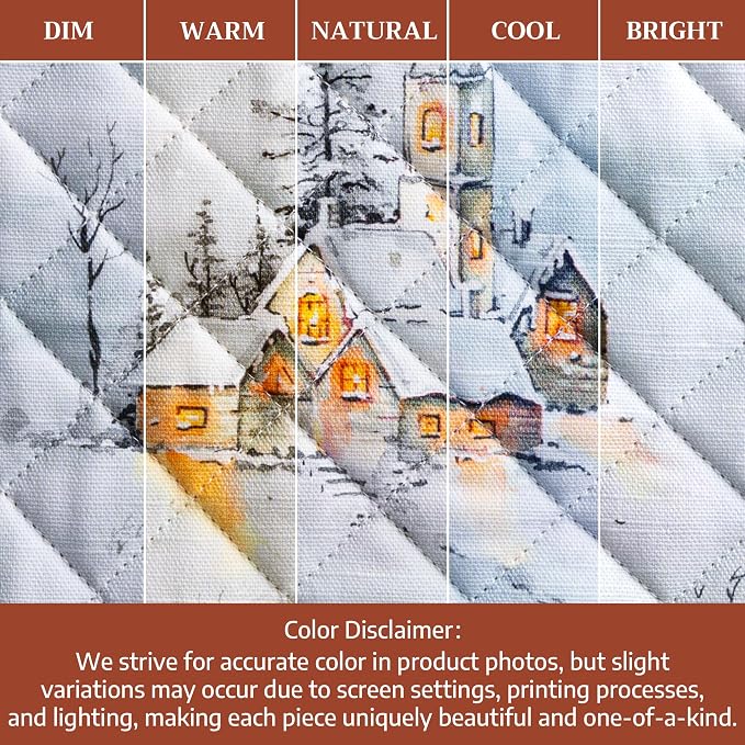 Maison d' Hermine Pot Holders 100% Cotton Potholders (8" x 8", Pack of 1) | Heat Resistant Hot Pads with Loop BBQ Cooking Baking Hotel Kitchen Handling Hot Pans Thanksgiving Christmas - Neige de Noel