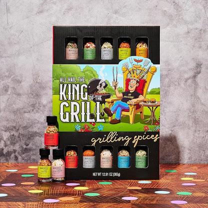 Smokehouse by Thoughtfully, Gourmet Ultimate Grilling Spice Set with King of the Grill/Father's Day Wrap, Includes 20 BBQ Seasonings & Rubs Like Chili Garlic, Italian, and Cajun, Gift for Dad, Uncle, Husband