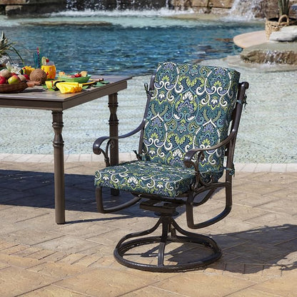 Arden Outdoor Dining Chair Cushion, Foam, 20x44, Blue Damask | Premium High Density Foam, Never Flattens, Weather-Proof for Outdoor Chairs, Mold and Mildew Resistant