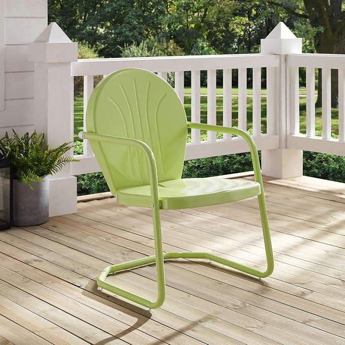 Crosley Furniture Griffith Outdoor Chair, Retro Metal Patio Chairs for Dining, Porch, Deck, Balcony, Key Lime