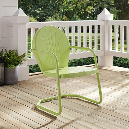 Crosley Furniture Griffith Outdoor Chair, Retro Metal Patio Chairs for Dining, Porch, Deck, Balcony, Key Lime