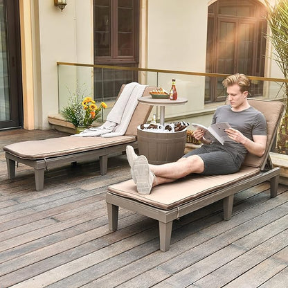 YITAHOME Chaise Lounge Chairs for Outside with Cushion & Adjustable Backrest, Sturdy Loungers for Patio Poolside, Easy Assembly & Waterproof & Lightweight with 265lbs Weight Capacity, Set of 4, Taupe