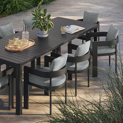 Modway Tahoe Aluminum 9-Piece Patio Dining Set in Gray Gray