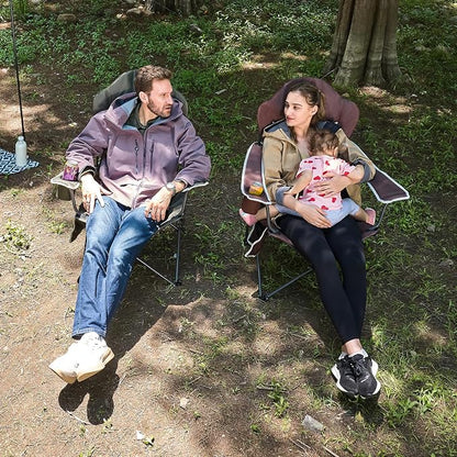 EVER ADVANCED Camping Chairs, Lawn Chairs Outdoor Sports Chairs, Folding Chair 2 Pack Camping Chairs for Adults, Supports 400lbs, Green