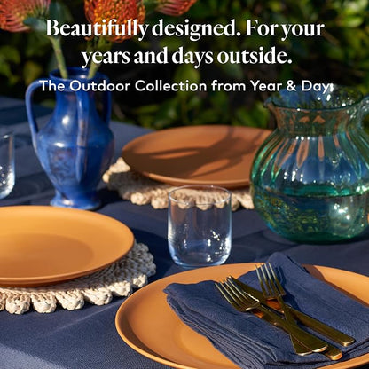Year & Day Outdoor Set of 4 Unbreakable Lightweight Dinner Plates, Plant Derived, Moon White, 10.6 inch