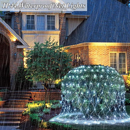Lovelite 360 LED Net Lights, 21ft x 5ft Christmas Mesh Lights Clear Wire 8 Modes, Waterproof Connectable String Light Plug in for Xmas Tree Bushes Garden Outdoor Party Decorations - White