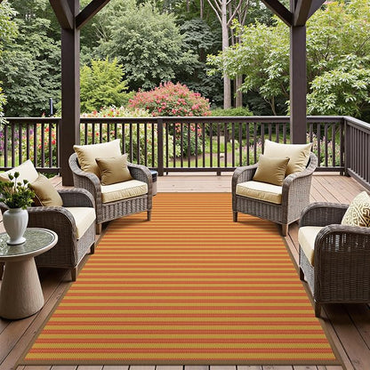 GENIMO Outdoor Rug, Waterproof Plastic Rugs for Patio, 6'x9' Orange | Outside Larger Modern Carpet Mat for Porch Decor, Deck, Balcony, Camping, RV, Backyard, Picnic, Beach, Reversible, Foldable