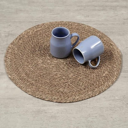 Hausattire Round Woven Placemats Set of 4 - Natural, Seagrass Heat Resistant Table Mats for Wedding, Restaurants, Party | Rattan Boho Easy Clean Circle Spring Easter Placemat for Kitchen - 14 Inches