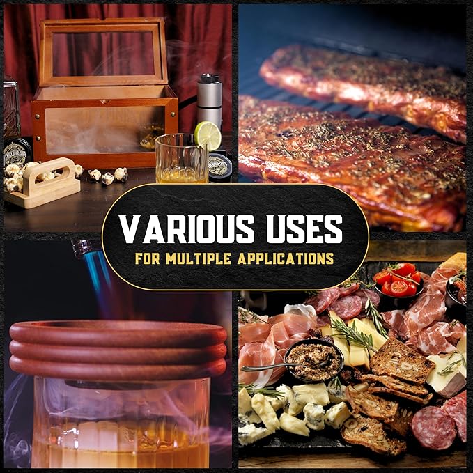 Wood Chips for Cocktail Smoker- 8-pk Fine Chunks/Shavings for Smoking Whiskey/Bourbon/Old Fashioned & Smoke Gun | Apple, Hickory/Pecan, Cinnamon, Oak, Peach, Pear, Cherry, Walnut