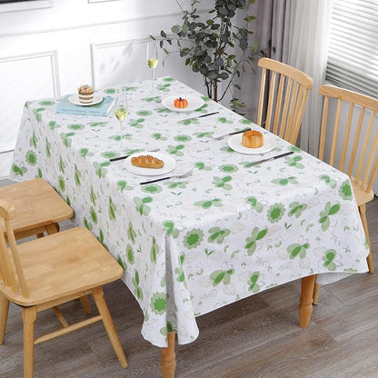 Heavy Duty Vinyl Tablecloth with Flannel Backing Waterproof Oil-Proof Plastic Table Cloth Stain-Resistant Wipeable Rectangle or Square Table Cover for Indoor and Outdoor (Floral and Leaf,60x84 Inch)