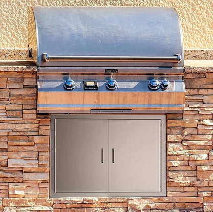 Luffioner BBQ Outdoor Kitchen Doors,31W x 24H Inch Double BBQ Access Door,Rust-Proof Thickened Plate 304 Stainless Steel Access Door for Outdoor Kitchen, BBQ Island,Grilling Station (31W x 24H)