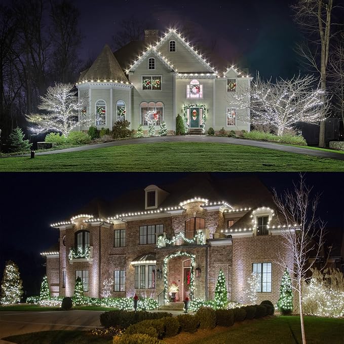 164Ft 500 LED White Christmas Lights, Waterproof 8 Twinkle with Memory Functions Christmas Tree Lights for Indoor Outdoor Christmas Tree Garden Decoration (164FT, White)