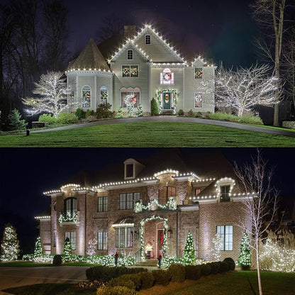 164Ft 500 LED White Christmas Lights, Waterproof 8 Twinkle with Memory Functions Christmas Tree Lights for Indoor Outdoor Christmas Tree Garden Decoration (164FT, White)