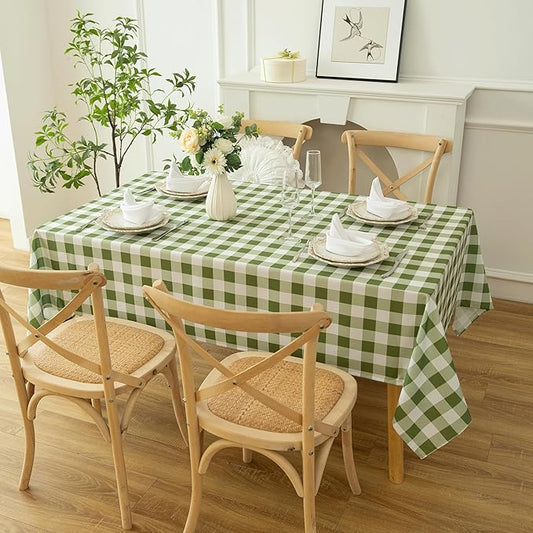 Classic Gingham Tablecloth Fabric - Oblong 58x120 Water Resistant Chequered Pattern Table Cloth for Indoor/Outdoor Use - Tabletop Cover for Birthday, Picnics, Gardens, and Parties