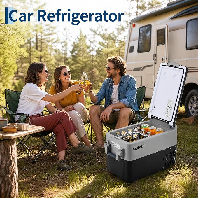 Garvee 53QT 12V Portable Refrigerator, Dual Zone Car Fridge Freezer with App Control & AC/DC Power for Camping, RV, Truck, Fishing & Home