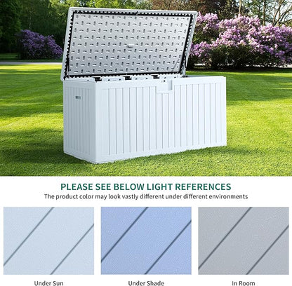 YITAHOME XL 180 Gallon Large Deck Box,Outdoor Storage for Patio Furniture Cushions,Garden Tools,Waterproof,Lockable (White)