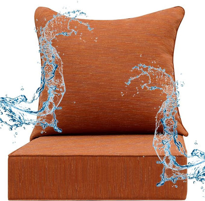 Deep Seat Patio Cushions Set 24 x 22 Inch,Olefin Fabric Outdoor Seat Cushion,Patio Furniture Cushions with Removable Cover,Rain-Proof and Fade Resistant Deep Seat Bottom & Back Cushion,1set