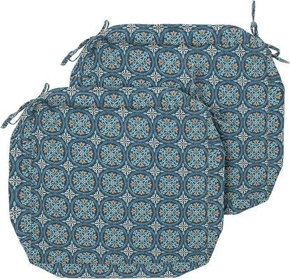 Magpie Fabrics Indoor Outdoor Cushion Cover Replacement 2 Pack, NO Insert! Water Repellent Slipcover with Ties Decor for Patio Garden Chair Seat Sofa Bench Wicker(Morgan Medal Blue, 22x20x4 Inch)