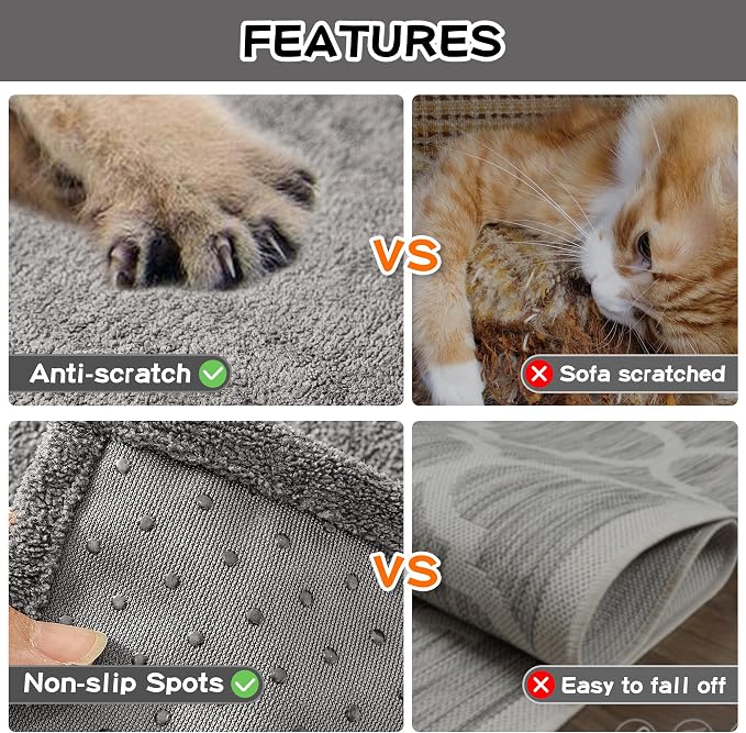 MEETSKY Couch Covers for 3 Cushion Couch Sofa Washable Cat Scratch Proof Sectional Couch Covers L Shape Sofa Cover Slipcovers Couch Furniture Protector for Pets Dogs Kids, 91" x 118", Grey