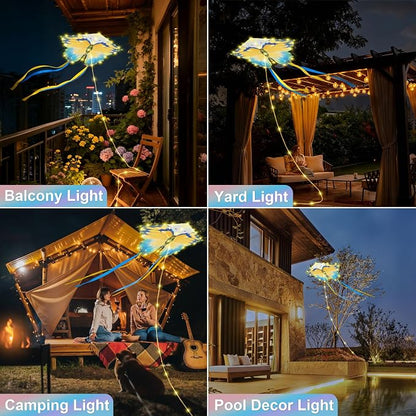 Toodour Solar Butterfly Lights Outdoor, 2.9Ft 174 LED Waterproof Kite Butterfly Garden Decor, 8 Modes Warm White Solar Garden Lights for Home Yard Patio Camping Decor - Blue & Yellow Butterfly