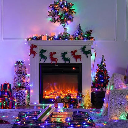 JMEXSUSS 200 LED Multicolor Christmas Tree Lights Outdoor Indoor Clear Wire | 66ft Christmas Lights Plug in, Colorful String Lights Plug in for Bedroom Fireplace Tree Room Party Xmas Decor,Connectable