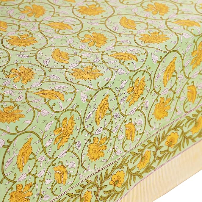 100% Cotton Hand Block Printed, Tablecloth for Kitchen, Dining, Table Cover for Parties, Chritmas, Weddings, Barbecues and Summer picnics Table Cloth