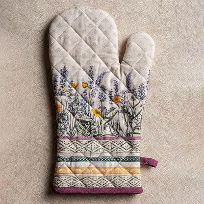 Maison d'Hermine Oven Gloves 100% Cotton Oven Mitt 7" x 13" with Loop Heat Resistant BBQ Cooking Gloves Baking Grilling Kitchen Hotel Home Farmhouse Spring Summer (Pack of 1, Fanny Lavender)