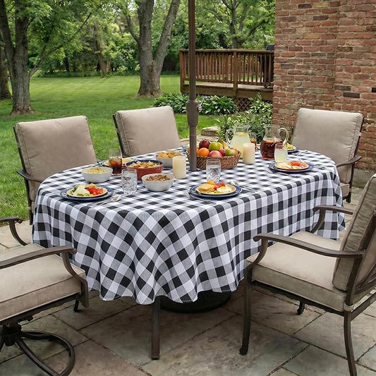 EHouseHome Outdoor Indoor Tablecloth with Umbrella Hole for Oval Table,Waterproof Patio Table Cloths, Spring/Summer Table Covers with Zipper for Backyard Circular Table/BBQs/Picnic,60 x 84 inches