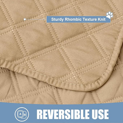 Smiry Waterproof Reversible Pet Couch Covers for Dogs | Pet Friendly, Soft Fabric, Washable Sofa Furniture Protector for Dogs Cat Kids, Checkered (40"x90", Camel/Camel)