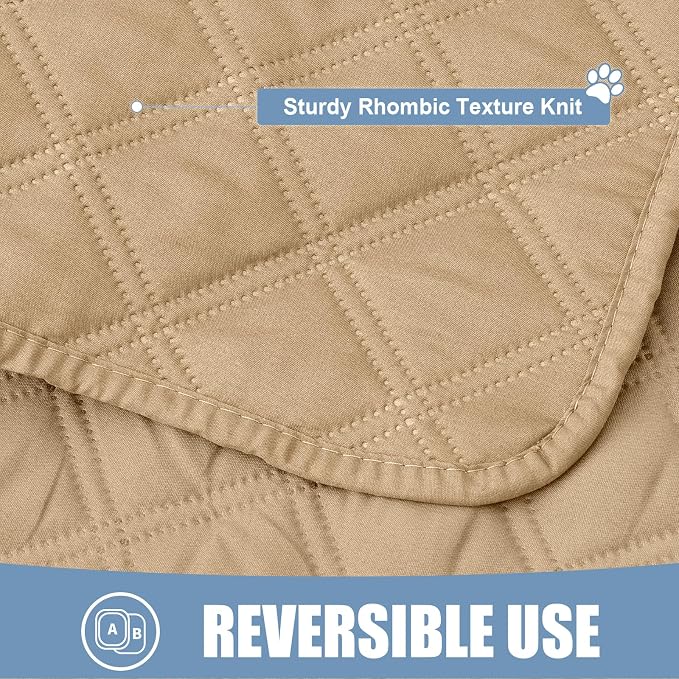 Smiry Waterproof Reversible Pet Couch Covers for Dogs | Pet Friendly, Soft Fabric, Washable Sofa Furniture Protector for Dogs Cat Kids, Checkered (52"x82", Camel/Camel)