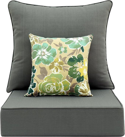 Deep Seat Patio Cushions Set 24 in x 24 in,Olefin Outdoor Seat Cushion,Patio Furniture Cushions with Removable Cover,Rain-Proof and Fade Resistant Deep Seat Bottom & Back Cushion, Set of 1