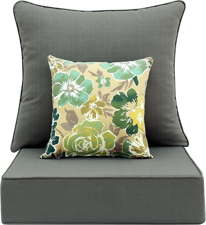 Deep Seat Patio Cushions Set 22 in x 24 in,Olefin Outdoor Seat Cushion,Patio Furniture Cushions with Removable Cover,Rain-Proof and Fade Resistant Deep Seat Bottom & Back Cushion, Set of 1
