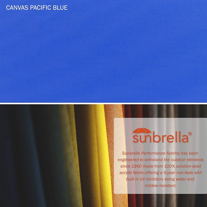 California Umbrella 11' Round Aluminum/Fiberglass Umbrella, Pulley Lift, Bronze Pole, Sunbrella Pacific Blue