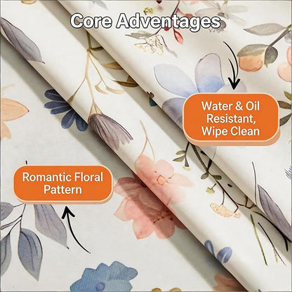 Heavy Duty Vinyl Table Cloth 55 * 108 Rectangular, Oil Proof Thick PVC Table Cover, Wipeable, Waterproof & Heat Resistant - Spring Tablecloth