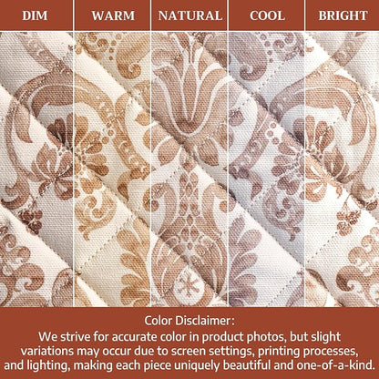 Maison d' Hermine 100% Cotton Oven Mitt & Pot Holder Set (7.5"x13" & 8"x8") | Heat Resistant BBQ Cooking Gloves with Loop Baking Grilling Kitchen Hotel Home Farmhouse Thanksgiving Christmas - Allure