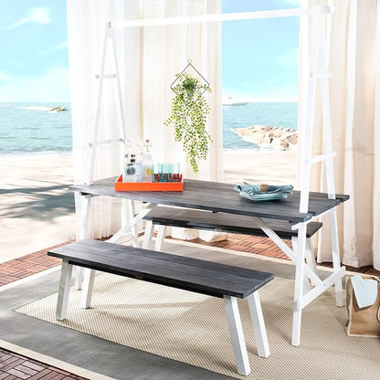 SAFAVIEH PAT6761A Outdoor Collection Willamy Natural and White 3-Piece Dining Set
