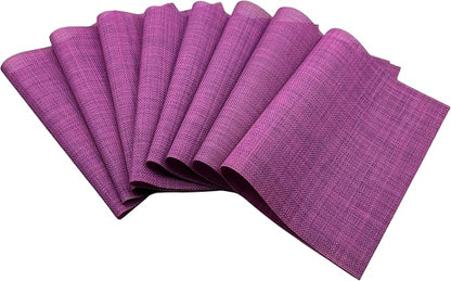 WAZAIGUR Placemats,Easy to Clean Crisscross Woven Vinyl Place Mats Durable Non-Slip Heat Resistant Table Mats,Placemats for Kitchen Table Set of 8,Purple