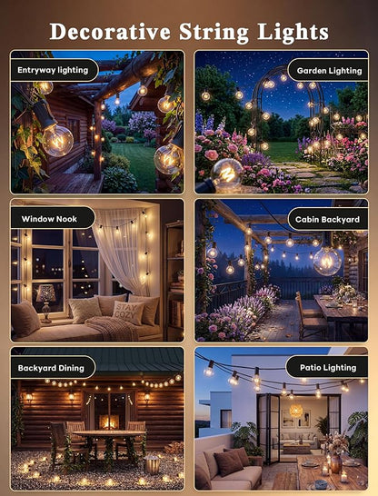 Abeja 50FT G40 Globe String Lights, Outdoor Patio String Lights with 53 Edison Globe Bulbs(3 Spare), Hanging Bistro Light Waterproof for Balcony Party Wedding Market Cafe, Black