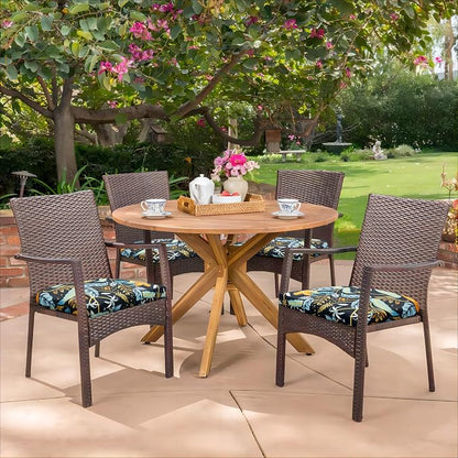 HARBOREST Outdoor Chair Cushions Set of 4, Water Resistant Patio Chair Cushions with Ties, Outdoor Seat Cushions for Patio Furniture, 17"x16"x2", Philomel