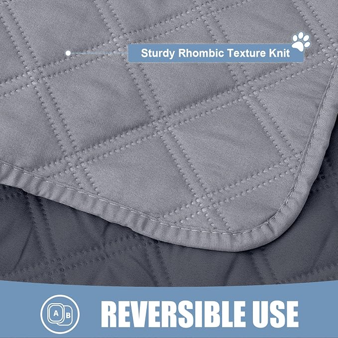 Smiry Waterproof Reversible Pet Couch Covers for Dogs | Pet Friendly, Soft Fabric, Washable Sofa Furniture Protector for Dogs Cat Kids, Checkered (30"x80", Grey/Dark Grey)